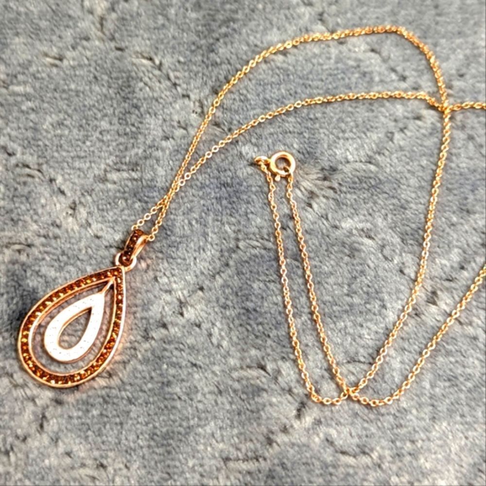 NWT Rose Gold Plated over Sterling Silver Swarovski Crystal Teardrop Necklace - Picture 8 of 15